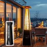 PATIOPIA 48,000 BTU Flame Pyramid Pool Heater With Cover, Triple Safety Protection Portable Patio Heater with Patio Cover, Warm Glass Tube with Durable Wheels-Black