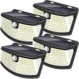 Aootek New Solar Motion Sensor Lights 120 LEDs with Lights Reflector,270° Wide Angle, IP65 Waterproof, Step Lights for Front Door, Yard, Garage, Deck (Back Button 4-Pack)