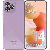 OUKITEL C53 Cell Phone Unlocked, 6.6" HD+ Waterdrop Screen Android 14 Phone, 4300mAh Smartphone, 8GB+64GB/1TB Octa Core, 13MP Main Camera, 4G Dual SIM, Face ID/GPS/3.5mm Jack, T-Mobile - Purple