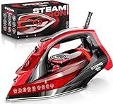 Utopia Home Steam Clothes Iron - 1800W (Black Red) Non-Stick Soleplate