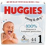 Huggies Size 1 Diapers, Snug & Dry Newborn Diapers, Size 1 (8-14 lbs), 44 Count, Packaging May Vary