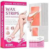 Wax Strips for Hair Removal, Facial & Body Waxing Kit for Women, Hypoallergenic Cold Wax for Face & Sensitive Skin, No-Heat for Bikini, Arms & Legs 40Pcs