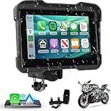 Hodozzy 5 Inch Motorcycle CarPlay Screen, Waterproof IP68 Wireless CarPlay/Android Auto, Motorcycle Touchscreen GPS Display with Dual Bluetooth for Motorcycle, Mirror Link/TF/Voice Control