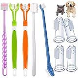 AZOFFYIU 9-Pack Dog Toothbrush Kit, Triple Head & Double Head Dog Toothbrush, 360 Finger SiliconeToothbrush, Multi-Angle Dental Cleaning Brushes for Cat Oral Health