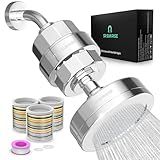 SR SUN RISE Filtered Shower Head with 3 Replaceable Filter Cartridges, 20+3 Stage Shower Filter Head for Hard Water, High Pressure Shower Head with Filters Removes Chlorine, Harmful Substances