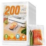 FUNFERY Precut Vacuum Sealer Bags for Food, 200 Quart 8" x 12", Food Long-Term Storage and Sous Vide Commercial-Grade Bag, BPA Free for Microwave, Boiling,Sous Vide, Refrigerator