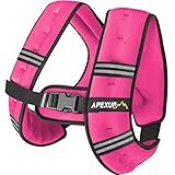 APEXUP Weighted Vest with 5lbs/10lbs/15lbs/20lbs/25lbs/30lbs Weights and Reflective Stripe, Weight Vest Men Women for Workout, Strength Training, Running (Pink, 5lbs)