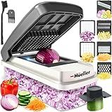 Mueller Vegetable Chopper Mandoline Slicer, Food Veggie Chopper, Cheese Grater, Onion Vegetable Cutter with Container, Dicer, Kitchen Gadgets & Essentials, White Sand/Grey