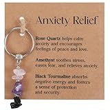Nogeqi Natural Crystal Keychain for Anxiety Relief, New Beginnings Healing Crystal Key Chain Gifts Keychain for Women Friends Good Luck Retirement Small Healing Stones Gifts