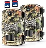 WOSODA 2 Pack Trail Camera with Night Vision Motion Activated Waterproof,30MP Game Camera,1080P HD Trail Cam with SD Card for Wildlife Monitoring,Outdoor Scouting & Security