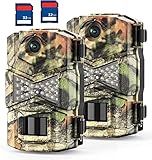 WOSODA 2 Pack Trail Camera with Night Vision Motion Activated Waterproof,30MP Game Camera,1080P HD Trail Cam with SD Card for Wildlife Monitoring,Outdoor Scouting & Security
