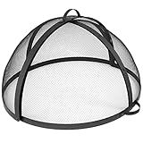 Sunnydaze Round Fire Pit Spark Screen Cover - Easy-Opening Outdoor Fire Pit Screen - Heavy‑Duty Steel Metal Mesh - 36" Diameter