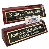 Name Plate for Desk Engraved in USA by Griffco Supply | Desk Name Plate Personalized Plaque with Business Card Holder