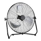 Amazon Basics 20" High Velocity Industrial Cooling Floor Fan with 3 Speeds, Tilt Head, ETL-Listed Safety Compliance, Metal Housing and Blades, for Commercial Space/Garage/Gym, 125W, Black