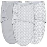 SWEET DOLPHIN 3-Pack Baby Swaddle Sleep Sacks - Newborn Swaddle Blanket with Soft Cotton - Ergonomic Wrap for Boys and Girls, 0-3 Months, Grey