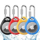 UNBREAKcable AirTag Holder for Apple - 4 Pack Air Tag Case [Professional Carabiner] [Waterproof] [Shockproof] TPU AirTag Keychain for Kids, Pets, Keys, Luggage, Backpacks