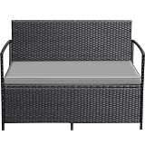 Greesum Patio Loveseat PE Rattan Wicker Outdoor Furniture,Black & Gray