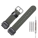 MCXGL Nylon strap Replacement for Casio Men's AE1200WH AE-1000 SGW-300H 400 W-735 AQ-S810W 18mm Leather Watch band (Army green)