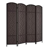 RHF 6 ft.Tall Room Divider, Room Dividers and Folding Privacy Screens, 15.7" Privacy Screen 4 Panels Room Divider Wall Partition Freestanding, Dark Coffee