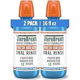 TheraBreath Fresh Breath Mouthwash, Icy Mint Flavor, Alcohol-Free, 16 Fl Oz (Pack of 2)