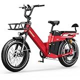 TESWAY 200Miles Ultra Long Range Step-Thru Electric Bike for Adults 2000W 32MPH, UL Certified 48V 60AH Full Suspension Ebike (48v 200miles Single Motor/Step-Thru, Red)