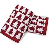 Jacquotha Red Christmas Hand Towels for Bathroom - 2-Piece Checkered & Xmas Tree Kitchen Towels, Festive Decor and Everyday Use, Cotton, 13” x 29”