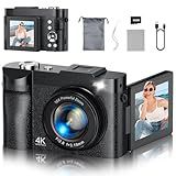 4K Digital Camera for Photography, 50MP Vlogging Camera for YouTube, Compact Cameras with 2.8" 180° Flip Screen, 16X Digital Zoom, Point and Shoot Camera with 32GB SD for Beginners, Travel, Family