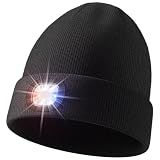 Olulse Unisex Beanie with The Light, Gifts for Men Women Husband Him, USB Rechargeable Headlamp, Winter Knitted Cap, Running Hunting Hiking Camping Gear