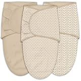 SWEET DOLPHIN 3-Pack Baby Swaddle Sleep Sacks - Newborn Swaddle Blanket with Soft Cotton - Ergonomic Wrap for Boys and Girls, 0-3 Months, Brown