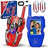 Kids Video Walkie Talkies with Camera, 2 Pack Spider Walkie Talkie for Kids with Video Chat, Photo, Voice Changer, 1000FT Long Range Rechargeable Two Way Radio Toy for Boys Girls Outdoor Camping
