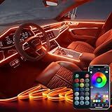 Interior Car LED Strip Lights Car Accessories APP Control with Remote 5 in 1 Music Sync Color Change RGB Ambient Lighting Kit with 275 inches Fiber Optic USB Charger Light Strips Decorations