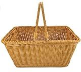 ANRUIDE 15.8"Poly Wicker storage Baskets,Handmade Woven Basket Harvest Basket Wicker Storage Basket for Picnic, Easter, Organizing, Gathering Vegetables(15.8" x 11.8") Brown