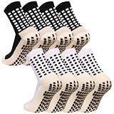 MIHAIR Men's Grip Soccer Socks Anti Slip Athletic Socks Non Slip Football Basketball Socks with Grip Pads2/4/6 (US, Alpha, One Size, Regular, Regular, 2black 2white)