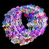 QSJQllo 50 Pcs LED Flower Crowns Headbands,Flower Crowns For Women,Mardi Gras Light Up Headbands Tiara Flower Crown Accessories for Wedding Beach Party Birthday Cosplay Halloween Christmas Day