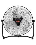 VEVOR Floor Fan, 3 Speeds High Velocity Heavy Duty 14 Inch Industrial Fan, 2560 CFM 360° Adjustable Tilt 19.69 ft/sec Airflow Large Metal Fan, for Home, Gym, Office, Garage, Commercial Shop & Bedroom