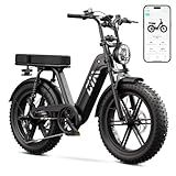 TST Electric Bike for Adults, 1500W Peak Motor Ebike with 48V 15Ah Built-in Battery, 60 Miles Range 28 MPH Electric Bicycle, 20" Fat Tire Step-Thru E Bike with Rear Seat, Rear Footrest