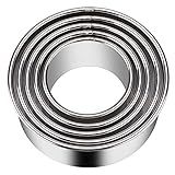 KSPOWWIN 5 Pieces Biscuit Cookie Cutters Set,Stainless Steel Circle Round Cookie Biscuit Cutters in Graduated Sizes Shape Molds for Pastries Doughs Doughnuts
