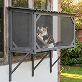 Catio Outdoor Cat Enclosure Window Perch for Sunbathing, Napping, Overlooking Hammock for Safely Enjoying Outdoor Sights - All Weather Use