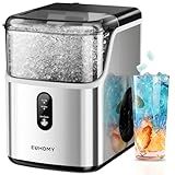 EUHOMY Nugget Ice Maker Countertop, Ready in 7 Mins, 34Lbs/24H Pebble Ice Maker Machine, Self-Cleaning Countertop Sonic Ice Makers with Ice Scoop&Basket, Pellet Ice Maker for Home, Stainless Steel
