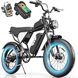YVY Electric Bike for Adults,1000W 30MPH,48V 15.6Ah 20-70 Miles E-Bike,20" Fat Tires,7-Speed Electric Dirt Bike UL2849, Full Suspension All Terrain for City,Snow,Mountain
