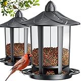Birdream 2 Pack Bird Feeders for Outdoor Hanging, Assembly Required, 1-Min Easy Setup, Charming Castle Design, Attracting Cardinals Chickadees Goldfinches & Sparrows - Black