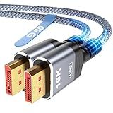 Highwings 80Gbps Displayport Cable 2.1 6.6FT, 16K@60Hz, 8K@120Hz, 4K@240Hz, DP 2.1 Cable 16K Braided Cord, Compatible with HDR10 DSC 1.2a, G-Sync FreeSync Gaming PC, Gaming Monitor 5090, AMD 7900XTX
