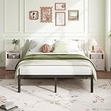 ZIYOO 14 Inch Metal Queen Bed Frame Mattress Anti-Slip Design No Box Spring Required Easy Assembly Noise-Free Tools Included