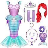 Spooktacular Creations Halloween Mermaid Costume for Girls, Purple Little Mermaid Dress, Princess Dress Up for Girls 4-6 Toddler Pretend RolePlay, Themed Party (X-Large, 12-14 yrs)