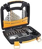 Amazon Basics Drill & Driver Multi Bit Set, Alloy Steel Wood Straight Drill Bits, for Metal, Wood, Plastic, Masonry, with Storage Case, 100-Piece
