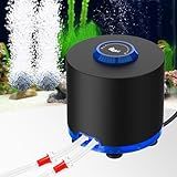 AQQA Aquarium Air Pump, Quiet Powerful Fish Tank Air Pump 3W/6W/10W with Stainless Steel Dual Outlet, Adjustable Oxygen Aerator Pump with Air Stone Bubbler for Fish Tank Up to 200 Gallon 3W (Tubby)