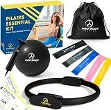 ProBody Pilates Kit — 14 Inch Magic Circle Pilates Ring, 9 Inch Exercise Ball, 5 Resistance Bands & Pump for At-Home Core, Glutes & Inner Thighs | Pilates Equipment for Home Workouts (Black)