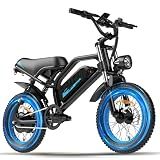 Mountain Electric Bike for Teens/Adults, 16" Fat Tire Ebike, Wider Seat 500W Peak Motor with Removable Battery, 20MPH, UP to 35 Miles Mountain Ebike, Teenagers ebike for Leisure Riding&Commuting, Blue