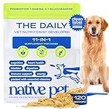 Native Pet Dog Vitamins & Supplements - 11-in-1 Multivitamin Powder for Dogs Food Topper - Collagen, Glucosamine, Probiotics, Omega & More- Supports Healthy Gut, Mobility & Overall Health -120 Scoops