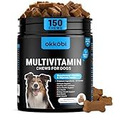 Dog Vitamins and Supplements - 150 Dog Multivitamin Chewable - Immune, Joint Support, Skin, Gut Health + Packed with Omega 3s, Glucosamine & Probiotics - Safe for Puppy - Chicken